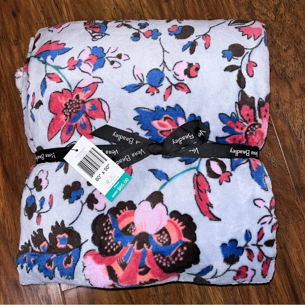 Vera Bradley Floral Blanket - Blue, Pink, and Brown